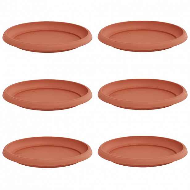 vidaXL Kruhový květinový tácek 6 ks Cihlově červená Ø 21,5 x 2,5 cm