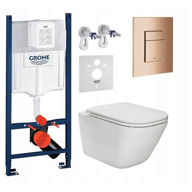 Wc Set Stelaz Grohe Wc Mísa Rim Roca Gap Tlačítko Fresh měď