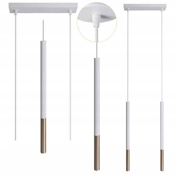 Závěsná kovová lampa Frey 2 bodová bílo-zlatá, pevná, 2x10W, moderní