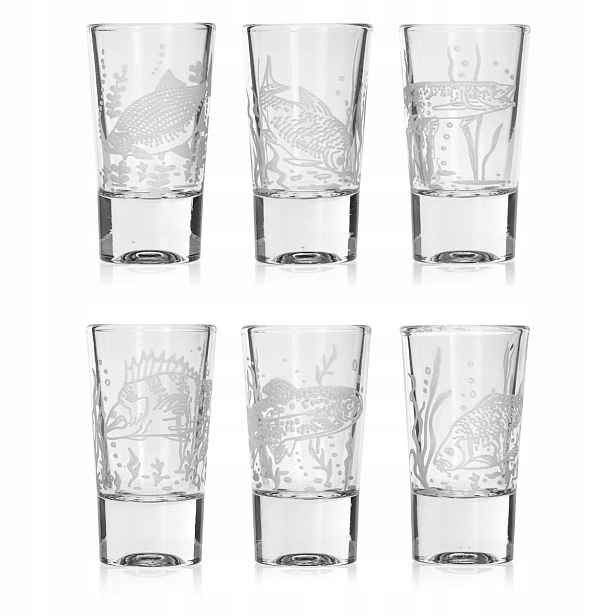 Sklenice na vodku Shot Rybářské 28 ml 6 ks v krabičce