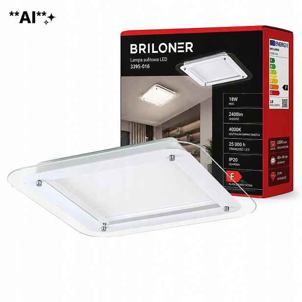 stropní svítidlo Led stropní svítidlo 18W 2400lm barva Neutrální skleněné stínidlo 40x40 cm