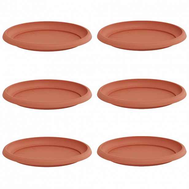 vidaXL Kruhový květinový tácek 6 ks Cihlově červená Ø 23,5 x 2,5 cm
