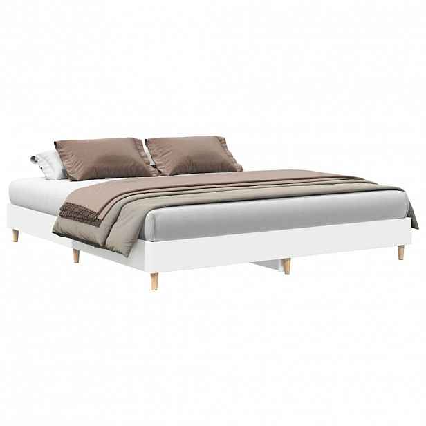 vidaXL Rám postele bez matrace bílý 200x200 cm Dřevěné konstrukce