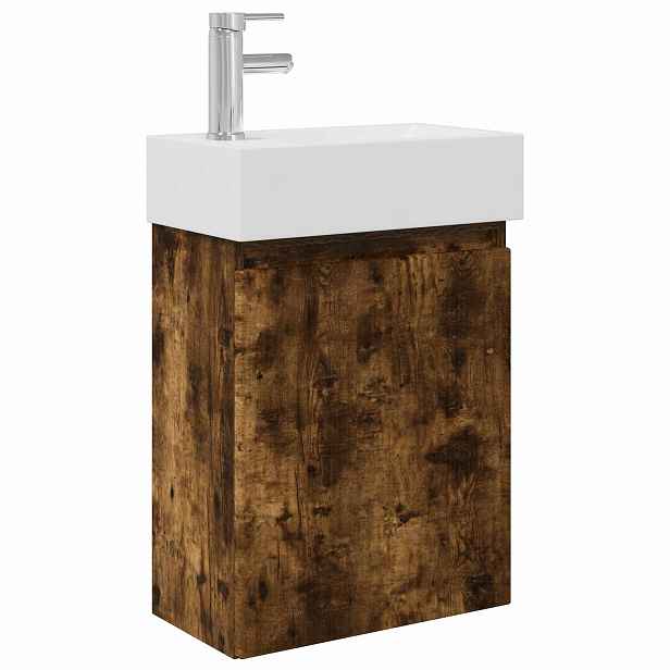 vidaXL Koupelnová skříňka s baterií Kouřový dub 45,5 x 22,5 x 84 cm