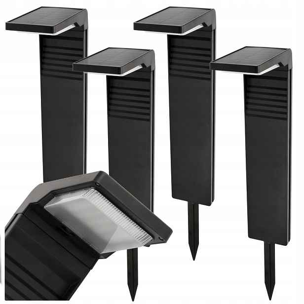4x Solární stojací zahradní lampa 57 cm Sada silných sloupků