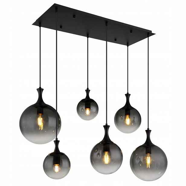 Černá závěsná lampa Dalton s jemným leskem nad stolem Globo