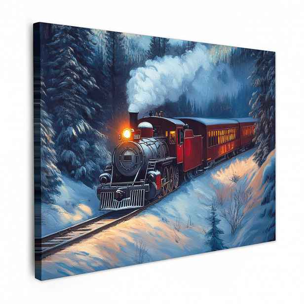 MuchoWow OBRAZ NA PLÁTNĚ Vlak - Vánoce - Sníh - Vánoční vlak 40x30 cm