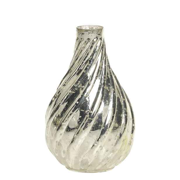 Rtuťová antik skleněná dekorační vázička Vallia - Ø 7*11 cm Chic Antique