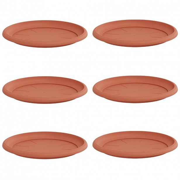 vidaXL Kruhový květinový tácek 6 ks Cihlově červená Ø 27 x 2,5 cm