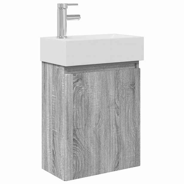 vidaXL Koupelnová skříňka s baterií Šedý Sonoma 45,5 x 22,5 x 84 cm