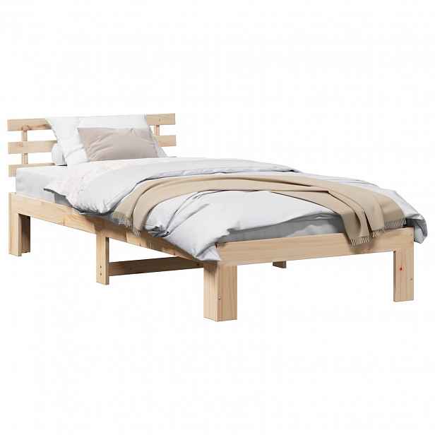 vidaXL Rám postele s čelo Přírodní 90 x 190 cm Masivní borové dřevo