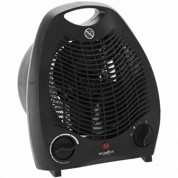 Elektrické topení s ventilátorem a bezpečnostním spínačem, černá