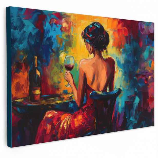 MuchoWow OBRAZ NA PLÁTNĚ Víno - Žena - Atmosférické - Barevné 30x20 cm
