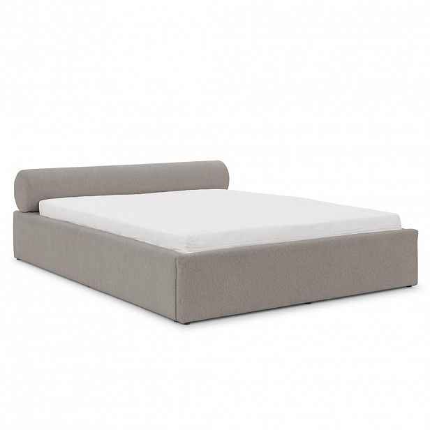 S-Style ČALOUNĚNÁ POSTEL 140/200 cm Josy v designovém vzhledu s úložným prostorem a lamelovým roštem, v šedé chenille látce