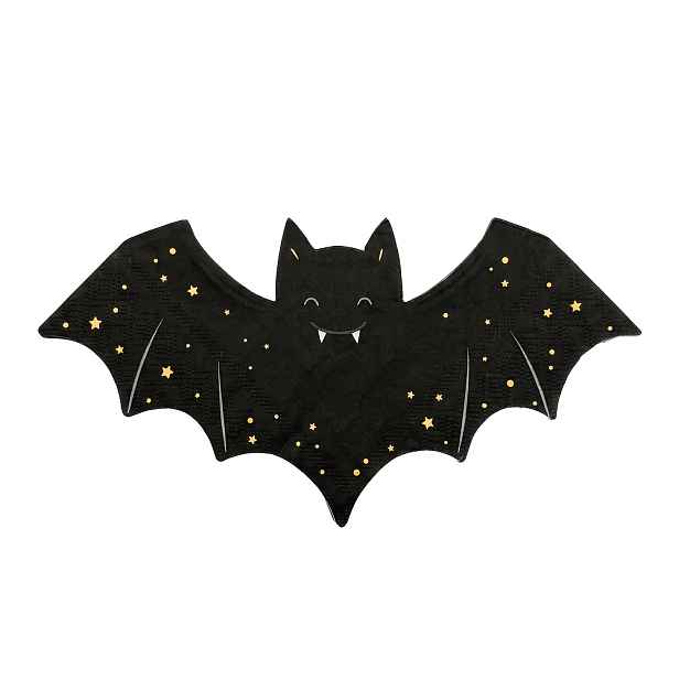 TEMU 16/48 ks netopýřích papírových ubrousků, jednorázové ubrousky ve tvaru netopýra na Halloween, dekorativní ubrousky na sváteční tématické párty,