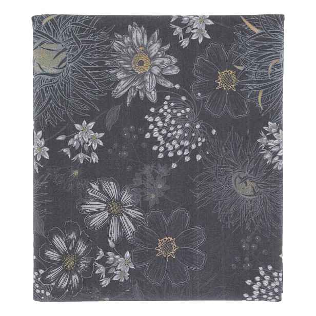 Tmavě šedý bavlněný ubrus s květy Aix Wild Flowers - 140*240 cm Chic Antique