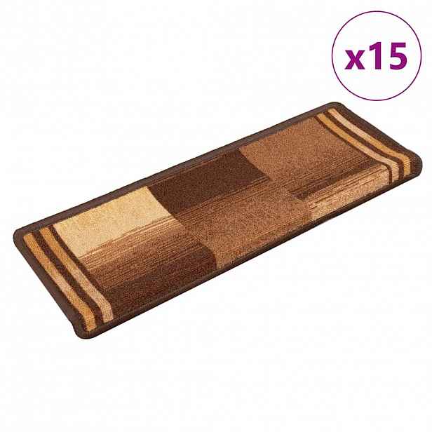 vidaXL Samolepící nášlapy na schody 15 ks 65x21x4 cm hnědé