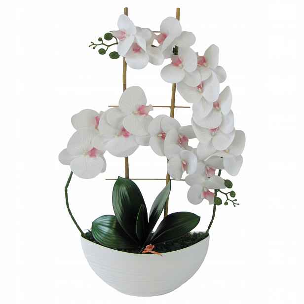 Orchidej Real Touch 60 cm, gumovaná v květináči Luna 2