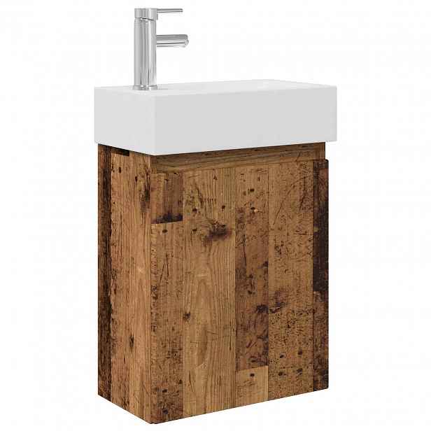 vidaXL Koupelnová skříňka s baterií Staré dřevo 45,5 x 22,5 x 84 cm