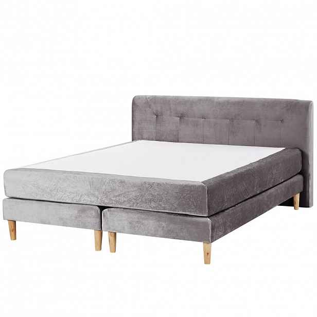 Beliani BOXSPRINGOVÁ POSTEL 160/200 cm Šedá Marquise