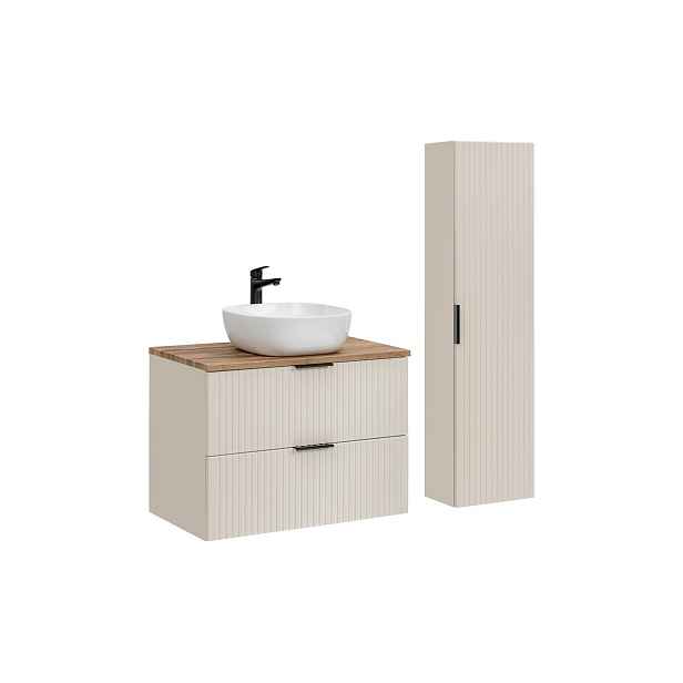 Comad Koupelnová sestava Adele Cashmere s deskou, umyvadlem a skříňkami 80 cm kašmírová/dub wotan