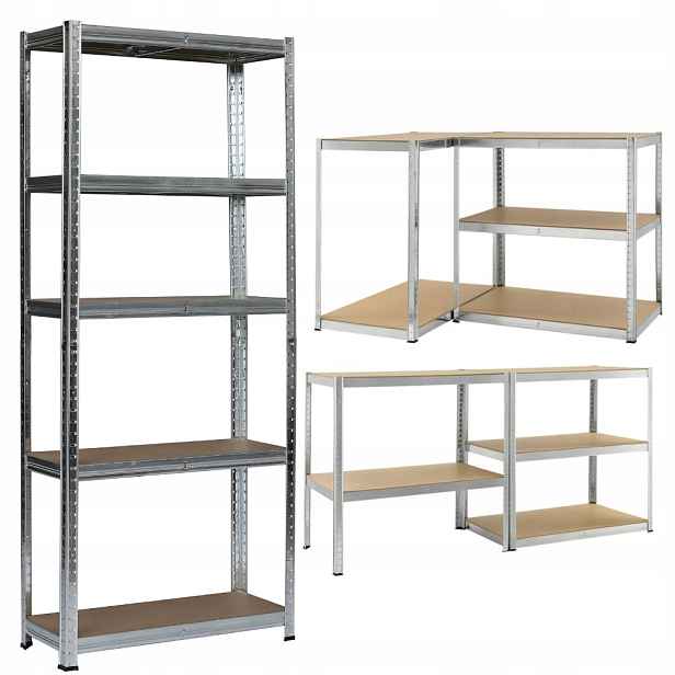 Kovový Skladový Regál 3v1 Garážový Do Sklepa 875kg 180x90x40 stříbrný
