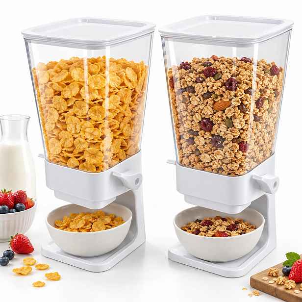 Relaxdays DÁVKOVAČ Bílý 2-dílná sada na cereálie plast