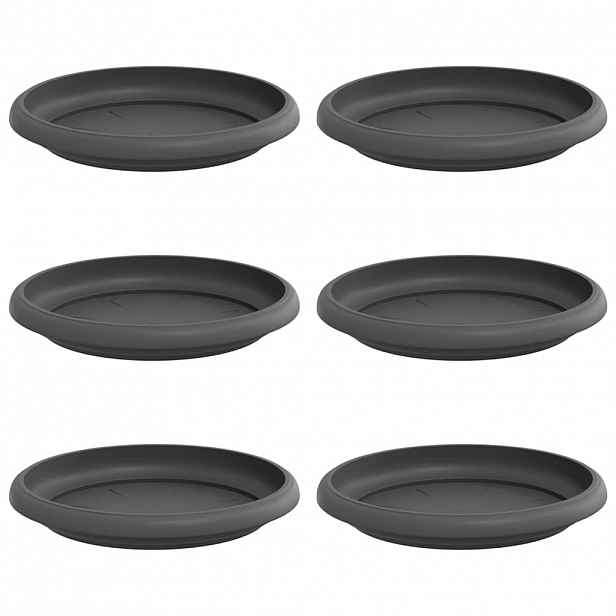 vidaXL Kruhový květinový tácek 6 ks Černá Ø 15,5 x 2 cm Plast