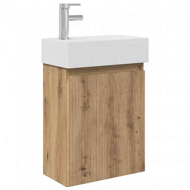 vidaXL Koupelnová skříňka s baterií Dub artisan 45,5 x 22,5 x 84 cm