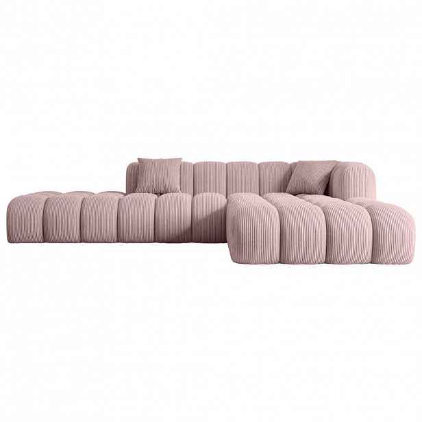 ALTDECOR ROHOVÁ SEDACÍ SOUPRAVA s otomanem vpravo OLEA-L2 – 289 × 176 × 71 cm, růžová
