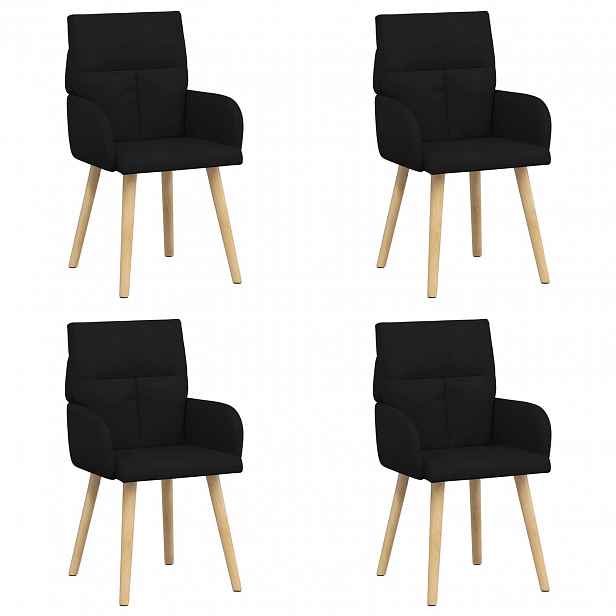 vidaXL Jídelní židle 4 ks Textil Černá 60 x 56 x 93 cm