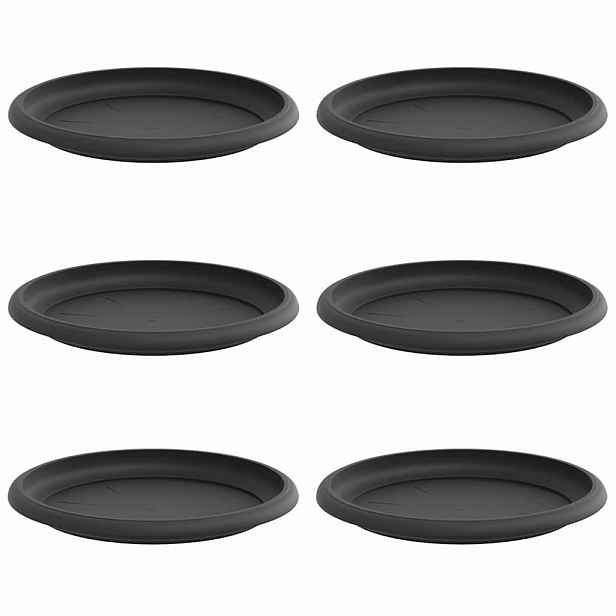 vidaXL Kruhový květinový tácek 6 ks Černá Ø 17,5 x 2 cm Plast