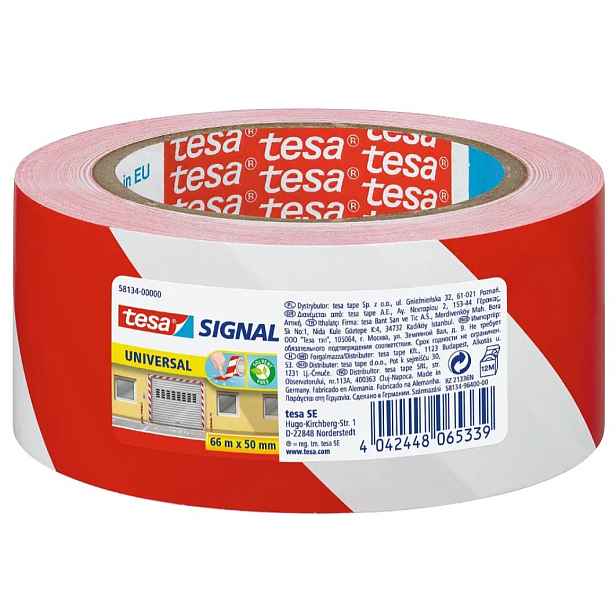 Páska vyznačovací Tesa 58134 50 mm/66 m červeno-bílá
