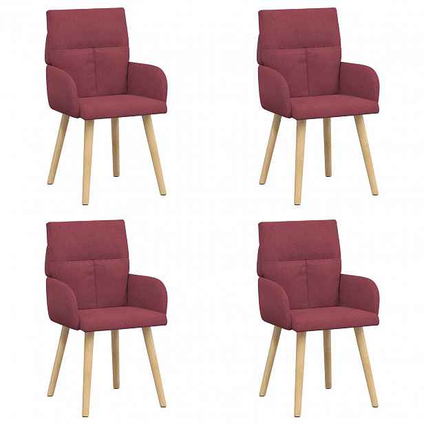 vidaXL Jídelní židle 4 ks Textil Víno Červené 60 x 56 x 93 cm