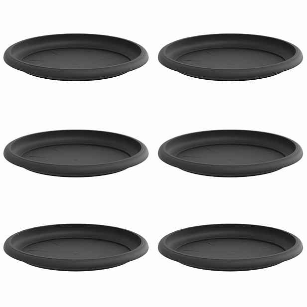 vidaXL Kruhový květinový tácek 6 ks Černá Ø 19 x 2 cm Plast