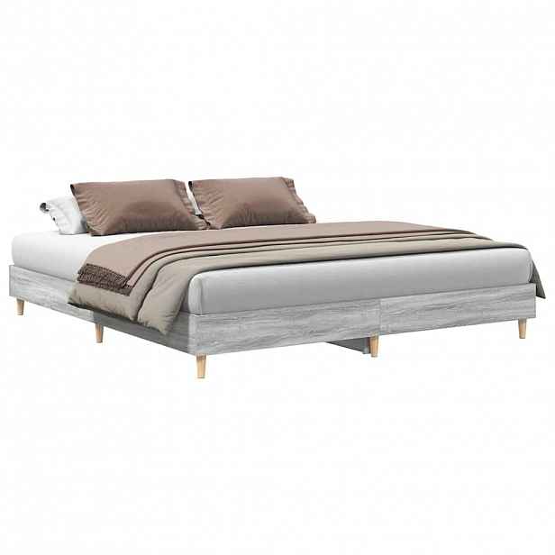 vidaXL Rám postele bez matrace Grey Sonoma 200x200 cm kompozitní dřevo