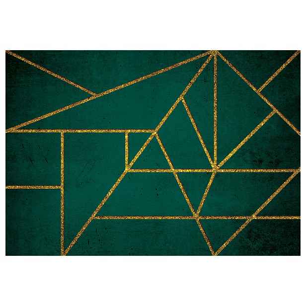 Vliesová fototapeta Zlatá geometrie na smaragdovém pozadí 312x219 lepidlo