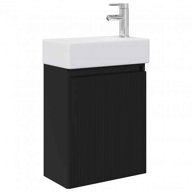 vidaXL Koupelnová skříňka s baterií Černá 45,5 x 22,5 x 84 cm