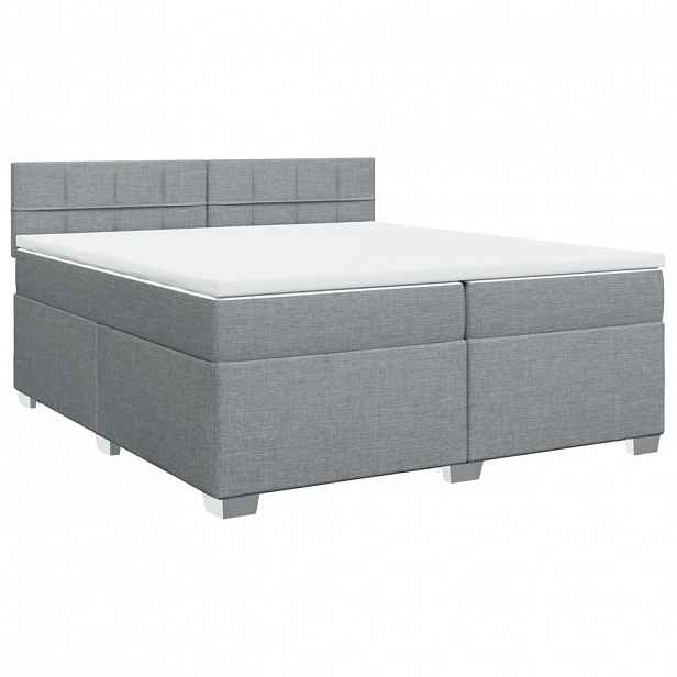 vidaXL Box spring postel s matrací světle šedá 200 x 200 cm textil