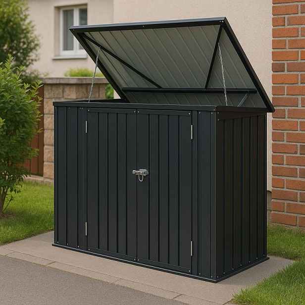 Juskys 106295 přístřešek na popelnice kov 200x105x128cm