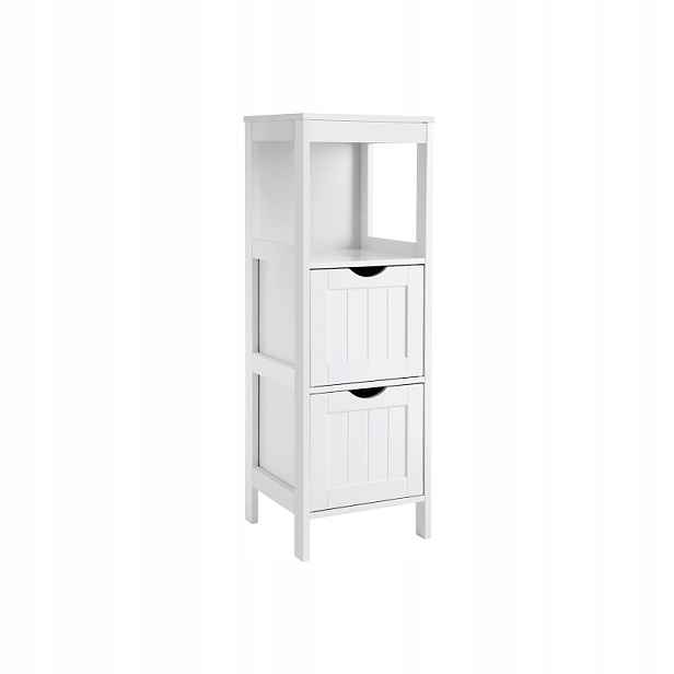 Koupelnový regál s úložnými boxy bílý 3 patra 30 x 89 x 30cm