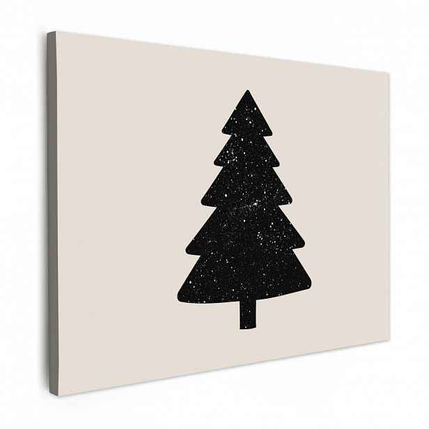 MuchoWow OBRAZ NA PLÁTNĚ Vánoční stromek - Černá - Holiday - Béžová 40x30 cm