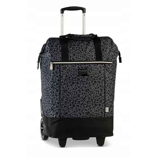 Punta nákupní taška na kolečkách s výsuvnou rukojetí 40L šedá leopardí