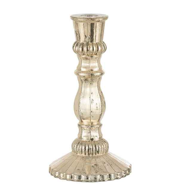 Stříbrný antik skleněný svícen Vintage Chantal L - Ø 12*23 cm J-Line by Jolipa