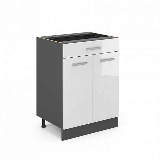 Vicco SPODNÍ SKŘÍŇKA KUCHYŇSKÉ LINKY R-Line Bílá vysoký lesk 60 cm se zásuvkou, bez pracovní desky