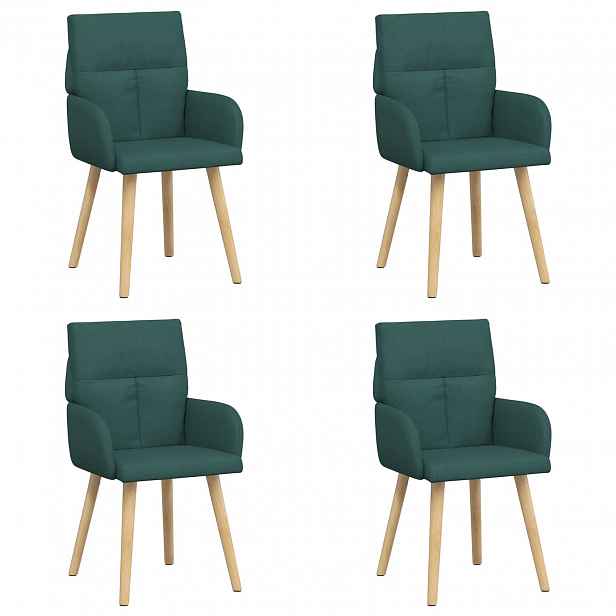 vidaXL Jídelní židle 4 ks Textil Tmavě zelená 60 x 56 x 93 cm