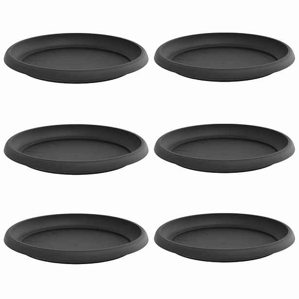 vidaXL Kruhový květinový tácek 6 ks Černá Ø 21,5 x 2,5 cm Plast