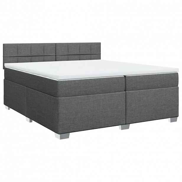 vidaXL Box spring postel s matrací tmavě šedá 200x200 cm textil