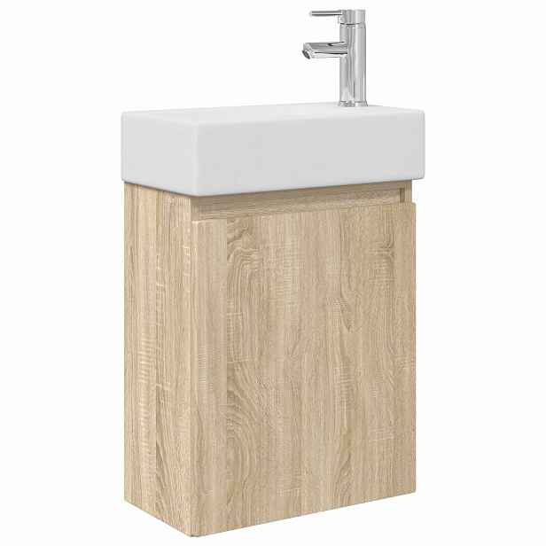 vidaXL Koupelnová skříňka s baterií Dub sonoma 45,5 x 22,5 x 84 cm