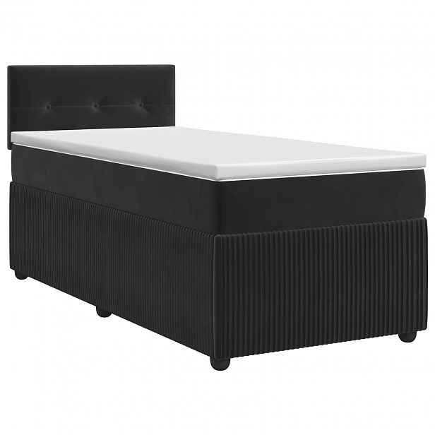 vidaXL Postel boxspring s matrací s čelo Černá 90 x 200 cm Samet